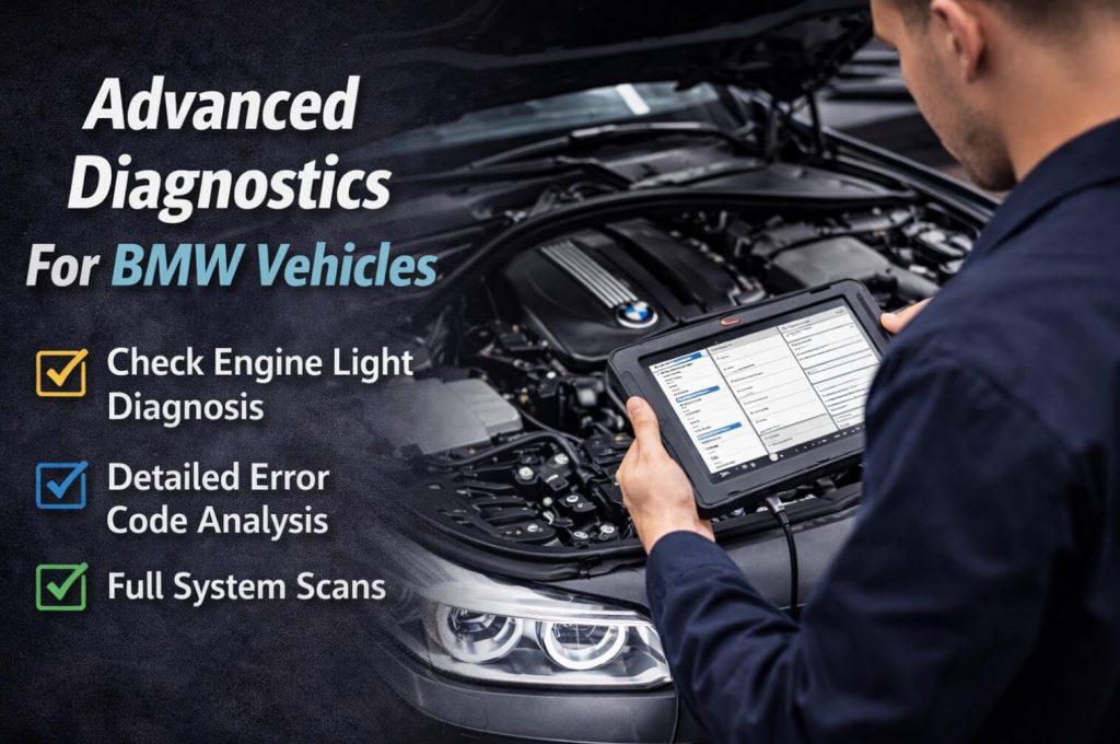image listing the advanced diagnostic we perform in our BMW repair shop here in Grand Haven, MI
