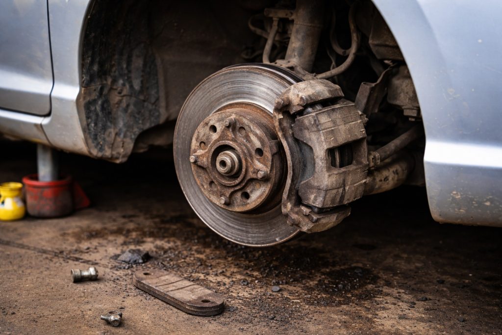 bmw in Grand Haven, MI that is getting a full brake job