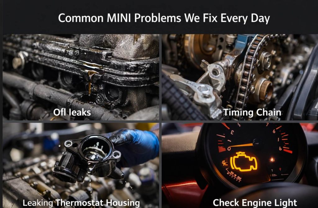 image showing 4 common MINI problems we fix here at EuroAsian Auto Care in Grand Haven, MI