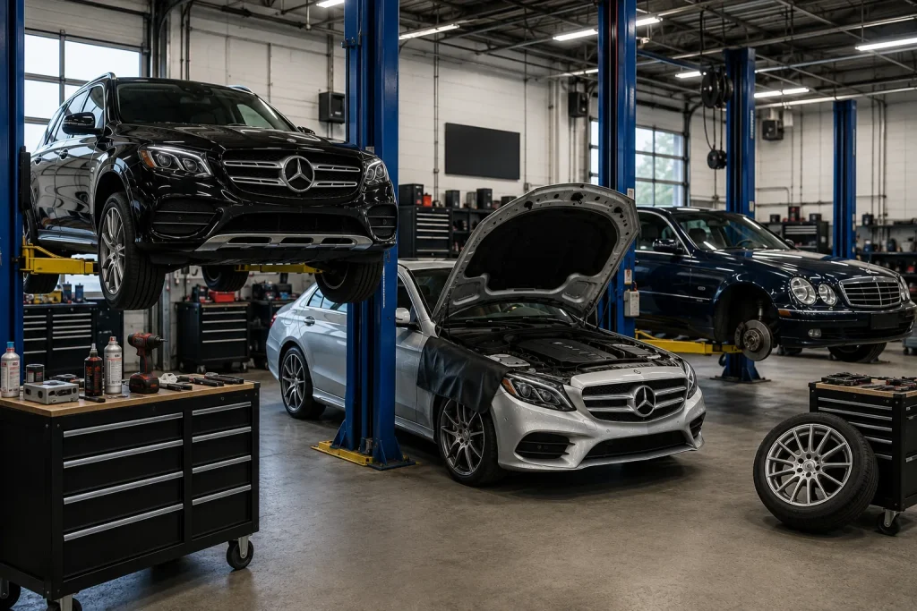 Mercedes-Benz vehicles receiving complete repair and maintenance service