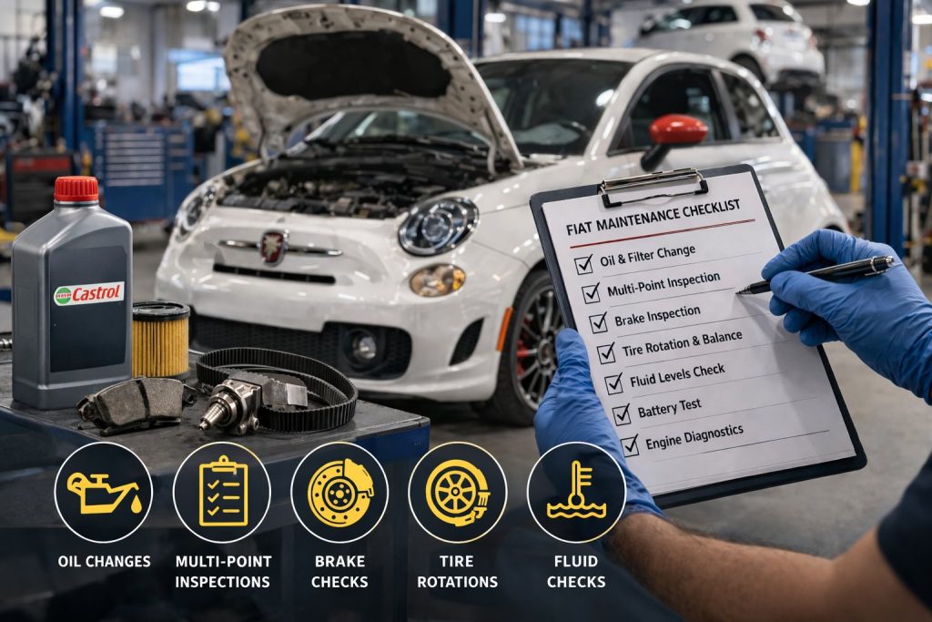 Fiat routine maintenance service including oil change inspection and fluid checks in Grand Haven, MI