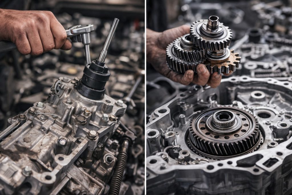 image showing both a manual transmission and automatic transmission's being repaired at EuroAsian Auto Care here in Grand Haven, MI